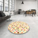 Round Machine Washable Contemporary Sand Brown Rug in a Office, wshcon702
