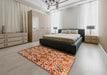 Machine Washable Contemporary Red Rug in a Bedroom, wshcon707