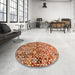 Round Machine Washable Contemporary Red Rug in a Office, wshcon707