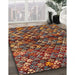 Contemporary Red Modern Rug in Family Room, con708