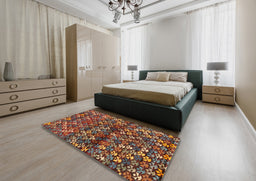 Contemporary Red Modern Rug in a Bedroom, con708
