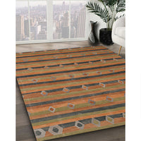 Contemporary Sienna Brown Modern Rug, con711