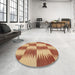 Round Contemporary Red Modern Rug in a Office, con712