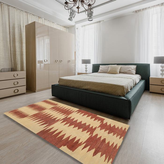 Contemporary Red Modern Rug in a Bedroom, con712