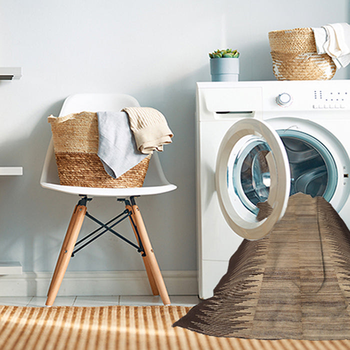 Machine Washable Contemporary Sand Brown Rug in a Washing Machine, wshcon713