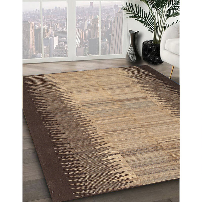 Contemporary Sand Brown Modern Rug in Family Room, con713