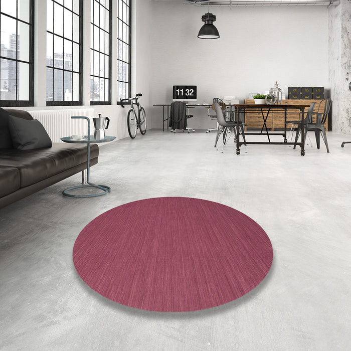 Round Machine Washable Contemporary Bright Maroon Red Rug in a Office, wshcon716