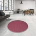 Round Machine Washable Contemporary Bright Maroon Red Rug in a Office, wshcon716