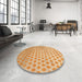 Round Machine Washable Contemporary Orange Rug in a Office, wshcon720