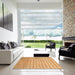 Square Contemporary Orange Modern Rug in a Living Room, con720