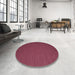 Round Contemporary Bright Maroon Red Modern Rug in a Office, con721