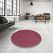 Round Machine Washable Contemporary Bright Maroon Red Rug in a Office, wshcon727