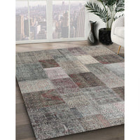 Contemporary Dark Gray Patchwork Rug, con728