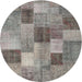 Sideview of Contemporary Dark Gray Patchwork Rug, con728