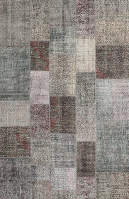 Contemporary Dark Gray Patchwork Rug, con728