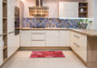 Contemporary Red Patchwork Rug in a Kitchen, con729