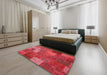Machine Washable Contemporary Red Rug in a Bedroom, wshcon729