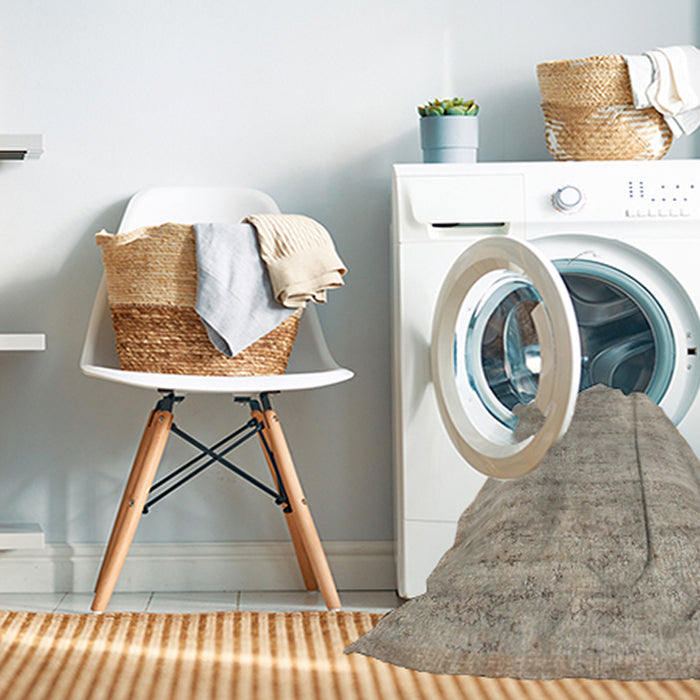 Machine Washable Contemporary Tan Brown Rug in a Washing Machine, wshcon730