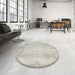 Round Contemporary Gray Modern Rug in a Office, con731