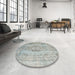 Round Machine Washable Contemporary Silver Gray Rug in a Office, wshcon732