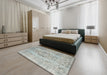 Contemporary Silver Gray Persian Rug in a Bedroom, con732