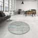 Round Contemporary Silver Gray Persian Rug in a Office, con732