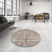 Round Machine Washable Contemporary Tan Brown Rug in a Office, wshcon734