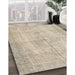 Contemporary Camel Brown Modern Rug in Family Room, con735