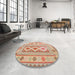 Round Machine Washable Contemporary Brown Rug in a Office, wshcon738