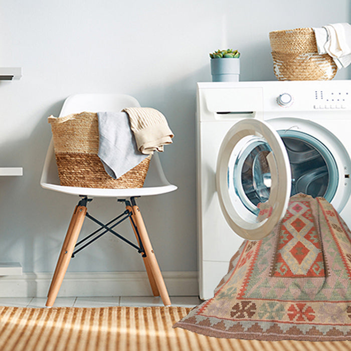 Machine Washable Contemporary Brown Rug in a Washing Machine, wshcon738