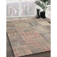 Contemporary Light French Beige Brown Patchwork Rug, con739