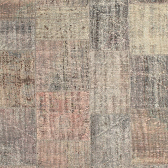 Contemporary Light French Beige Brown Patchwork Rug, con739