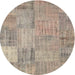 Sideview of Contemporary Light French Beige Brown Patchwork Rug, con739