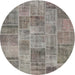 Sideview of Contemporary Rosy Brown Pink Patchwork Rug, con740