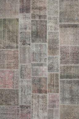 Contemporary Rosy Brown Pink Patchwork Rug, con740