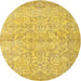 Square Machine Washable Contemporary Yellow Rug, wshcon742