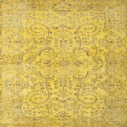 Sideview of Machine Washable Contemporary Yellow Rug, wshcon742