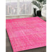 Machine Washable Contemporary Deep Pink Rug in a Family Room, wshcon745