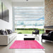 Square Contemporary Deep Pink Modern Rug in a Living Room, con745