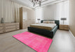 Machine Washable Contemporary Deep Pink Rug in a Bedroom, wshcon745