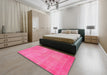 Contemporary Deep Pink Modern Rug in a Bedroom, con745