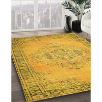 Contemporary Deep Yellow Modern Rug, con746