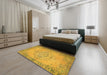 Contemporary Deep Yellow Modern Rug in a Bedroom, con746