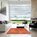 Square Machine Washable Contemporary Neon Red Rug in a Living Room, wshcon749