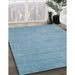 Contemporary Denim Blue Modern Rug in Family Room, con74