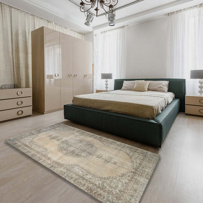 Contemporary Khaki Green Modern Rug in a Bedroom, con750