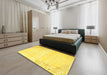 Contemporary Yellow Modern Rug in a Bedroom, con753