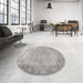 Round Machine Washable Contemporary Pale Silver Gray Rug in a Office, wshcon755