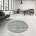 Round Contemporary Gray Persian Rug in a Office, con756