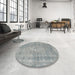 Round Machine Washable Contemporary Grey Gray Rug in a Office, wshcon756